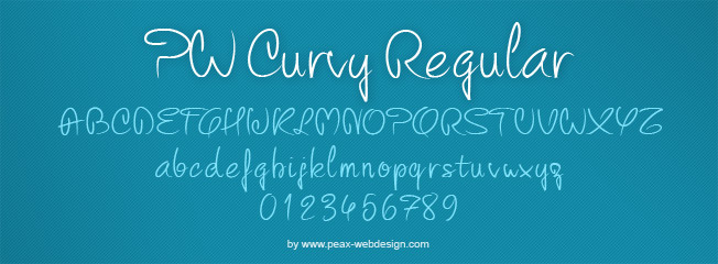 PW Curvy Script, police de caractres cursive